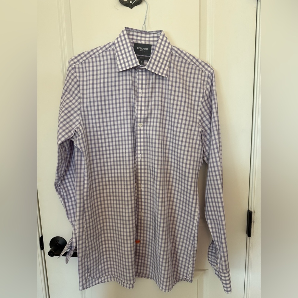 Bonobos Men's Slim Fit Blue Lavender Dress Shirt 16 x 36